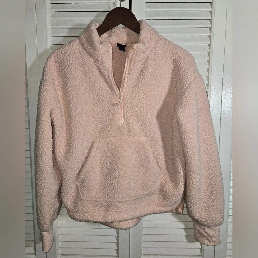 All In Motion Quarter Zip Pink Fleece Pullover Pocket Sz XL 14-16